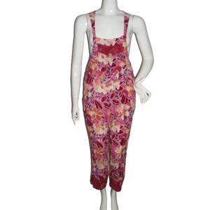 WHITE STAG Floral Capri Overalls, XS/S, Colorful, Bib front, Pockets, VINTAGE